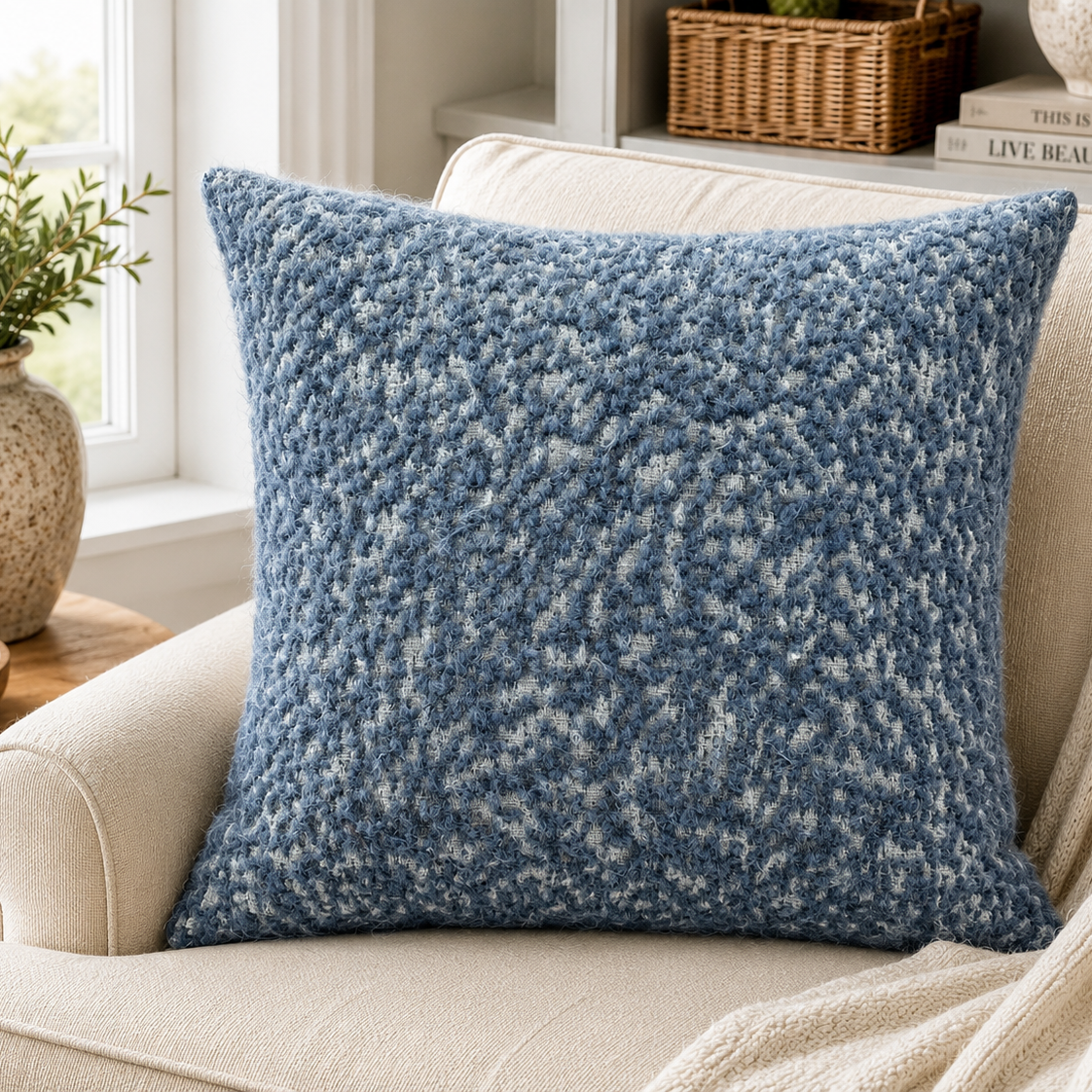 Blue Frost Textured Pillow