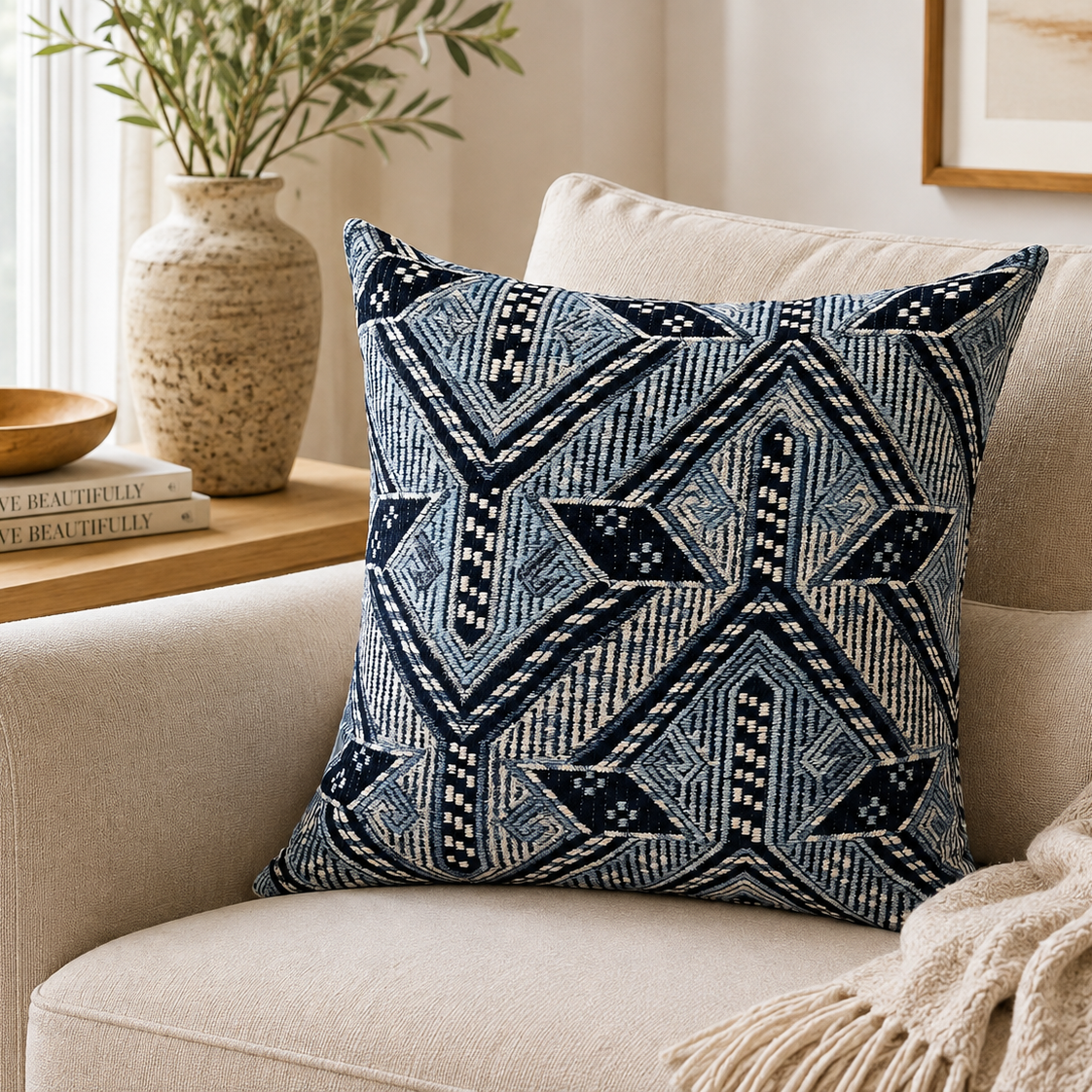 Indigo Geometry Pillow
