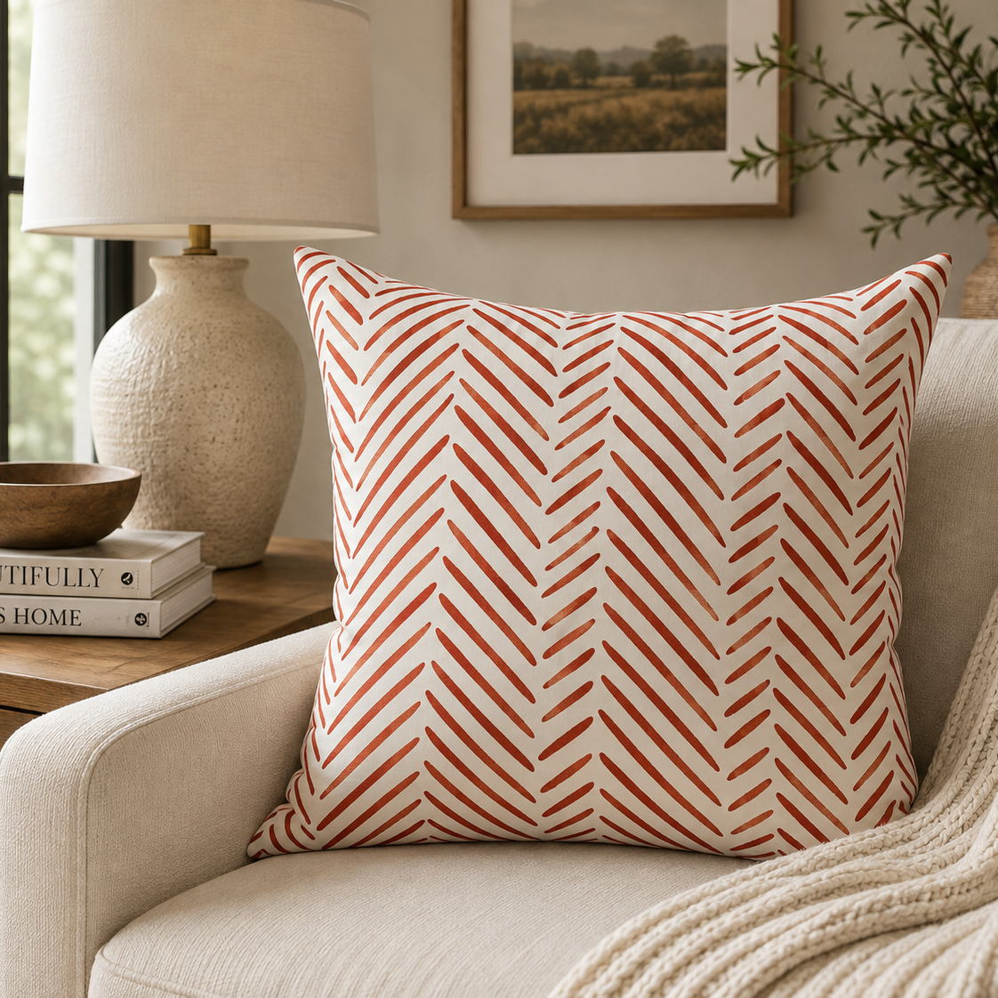 Rust Herringbone Pillow