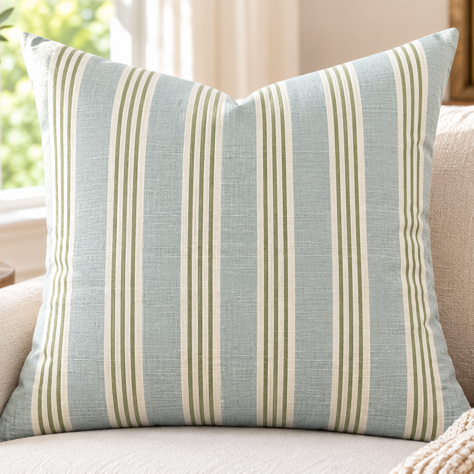 Seafoam Heritage Stripe Pillow