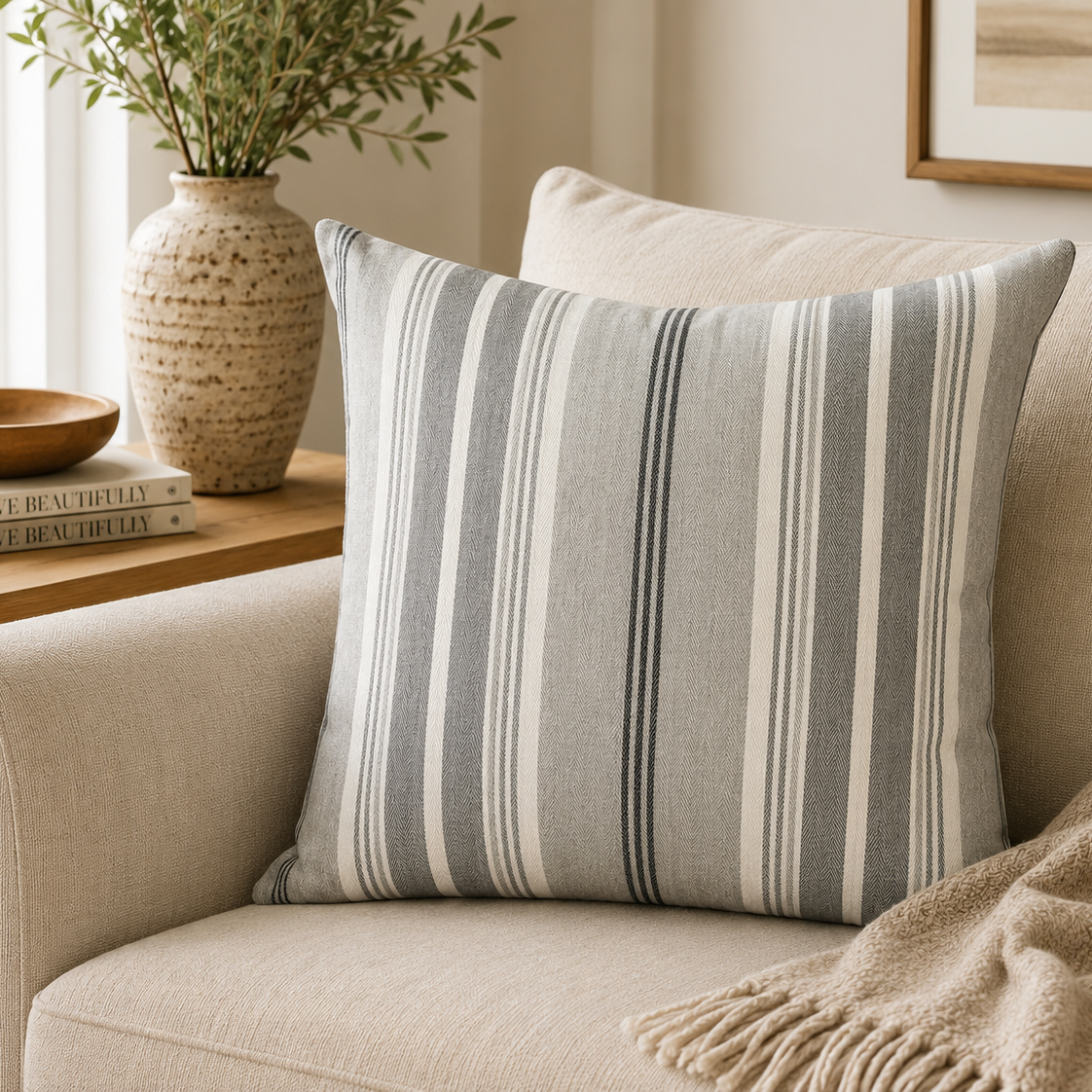 Silver Stripe Pillow