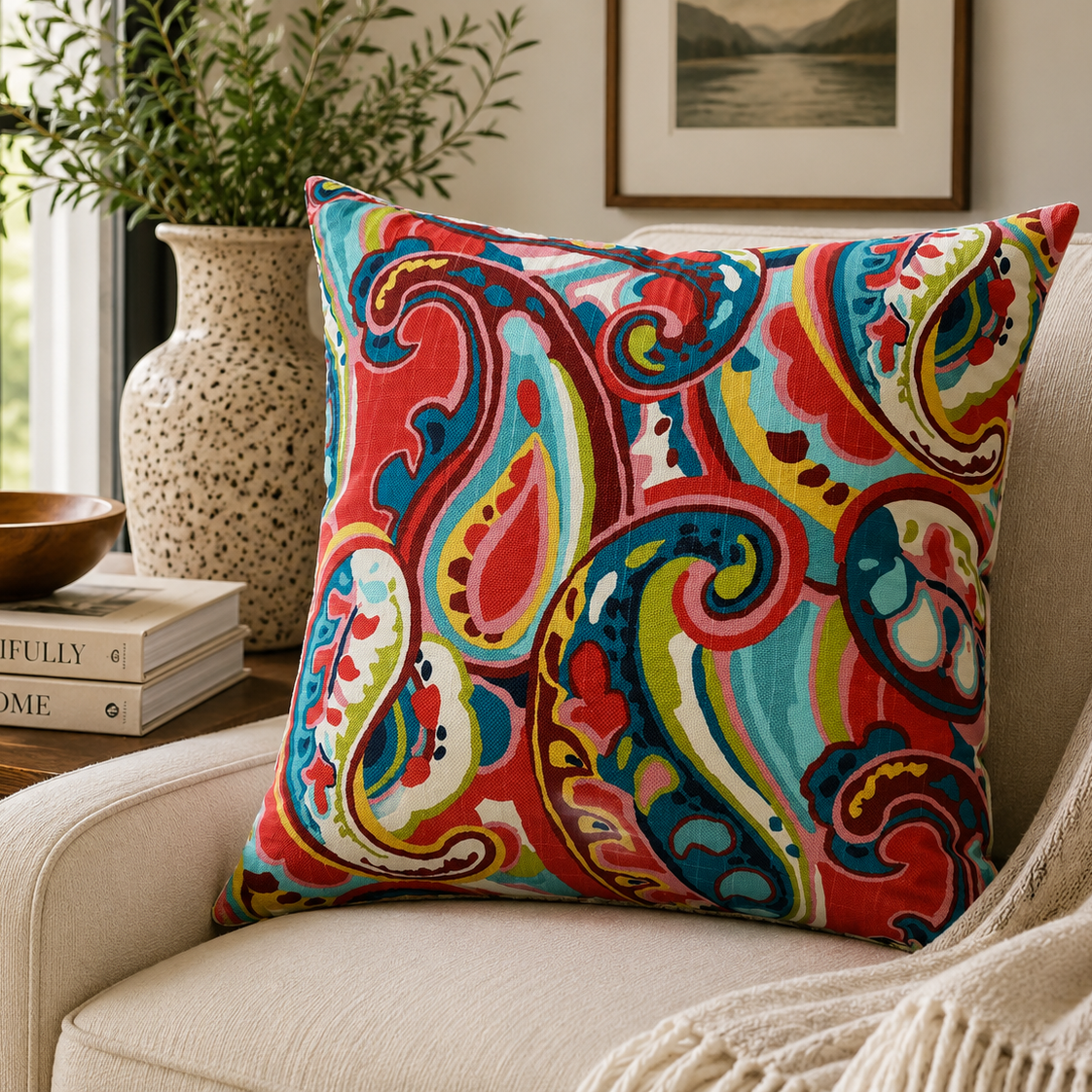 Vibrant Paisley Pillow