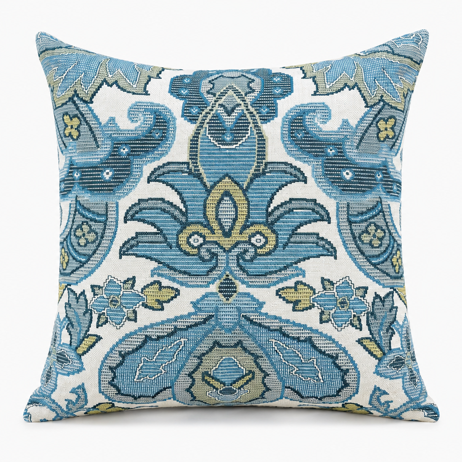 Blue Paisley Elegance Pillow