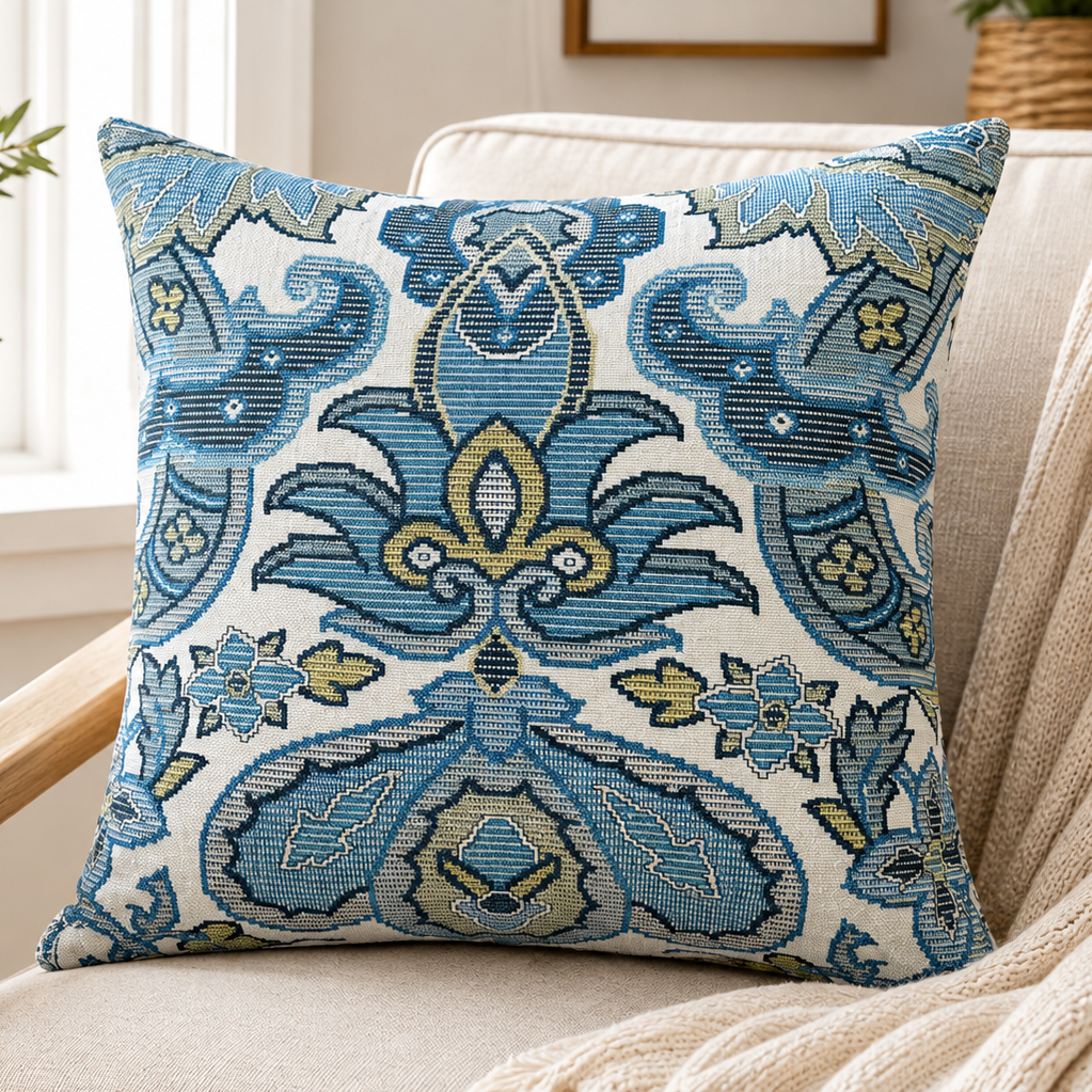 Blue Paisley Elegance Pillow