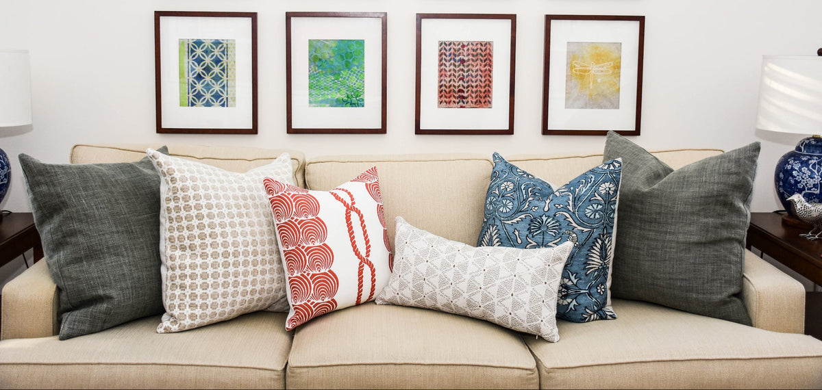 Breehart Pillows together on couch