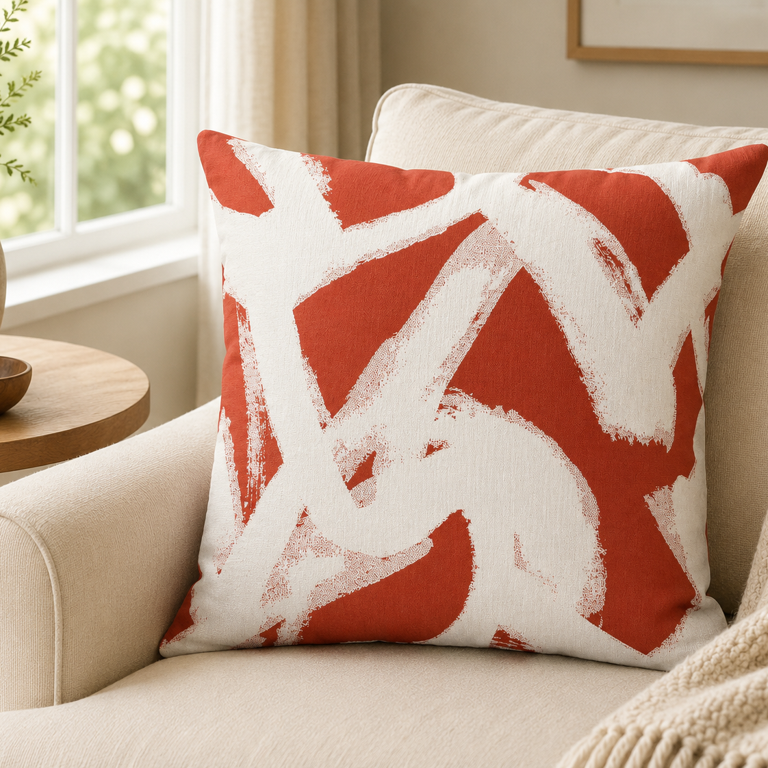 Coral Brushstroke Pillow