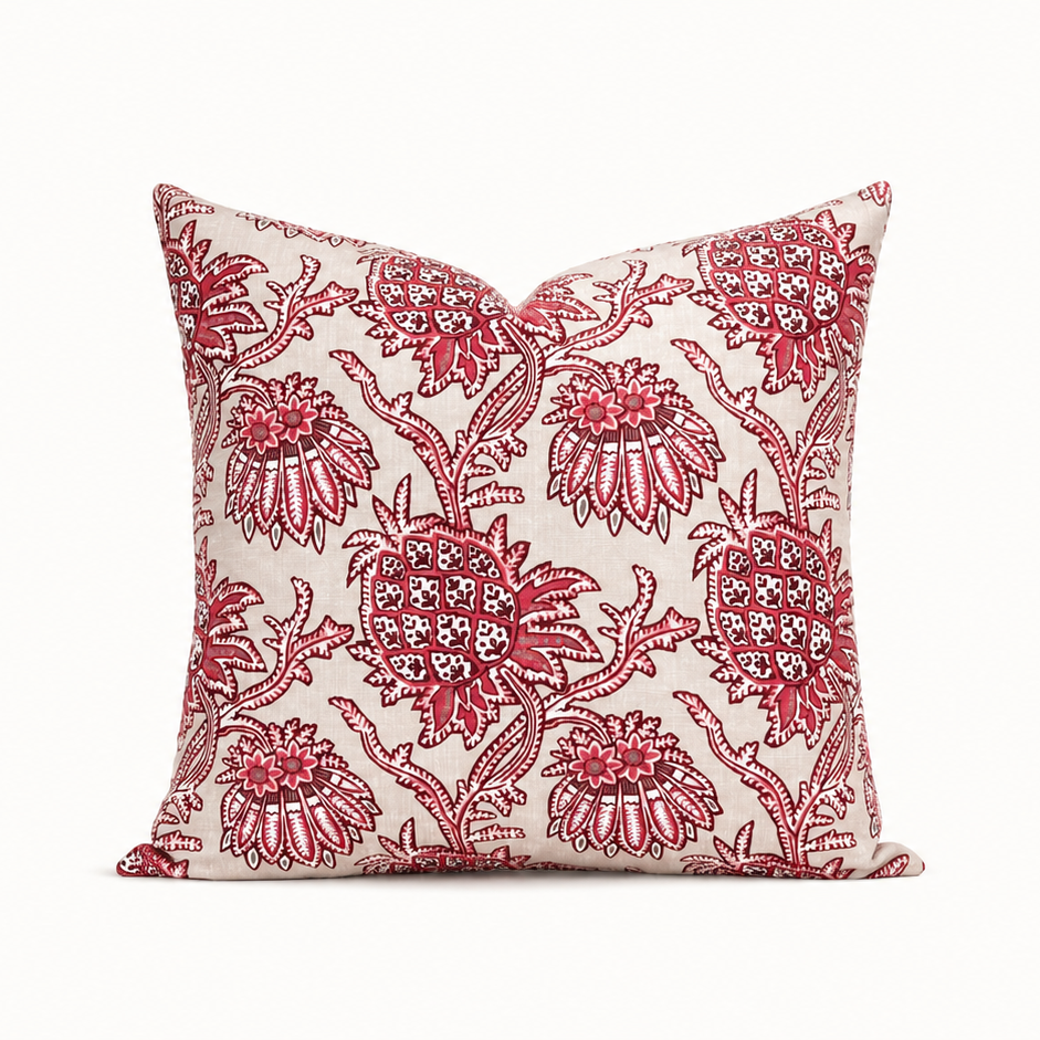 Crimson Thistle Bloom Pillow