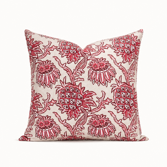 Crimson Thistle Bloom Pillow