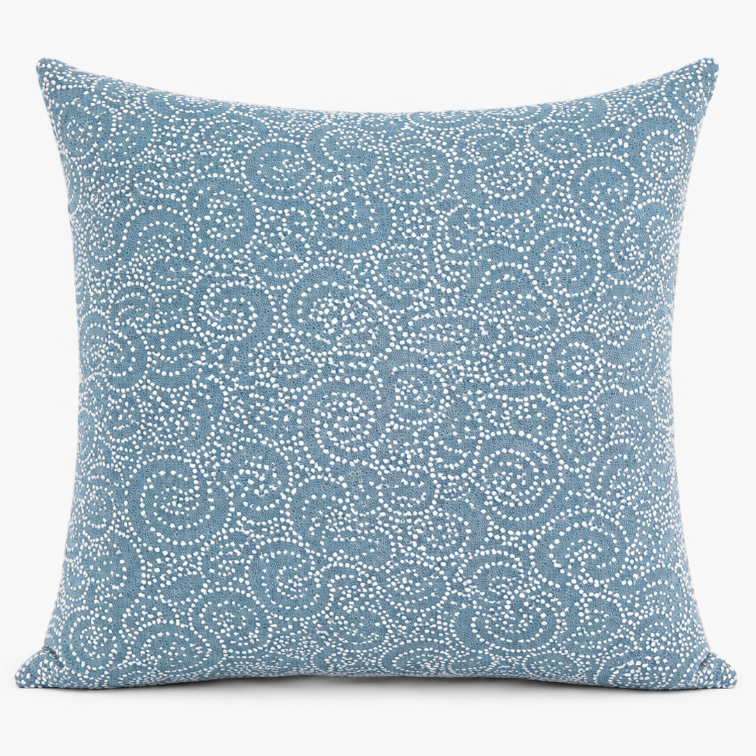 Misty Blue Scroll Pillow