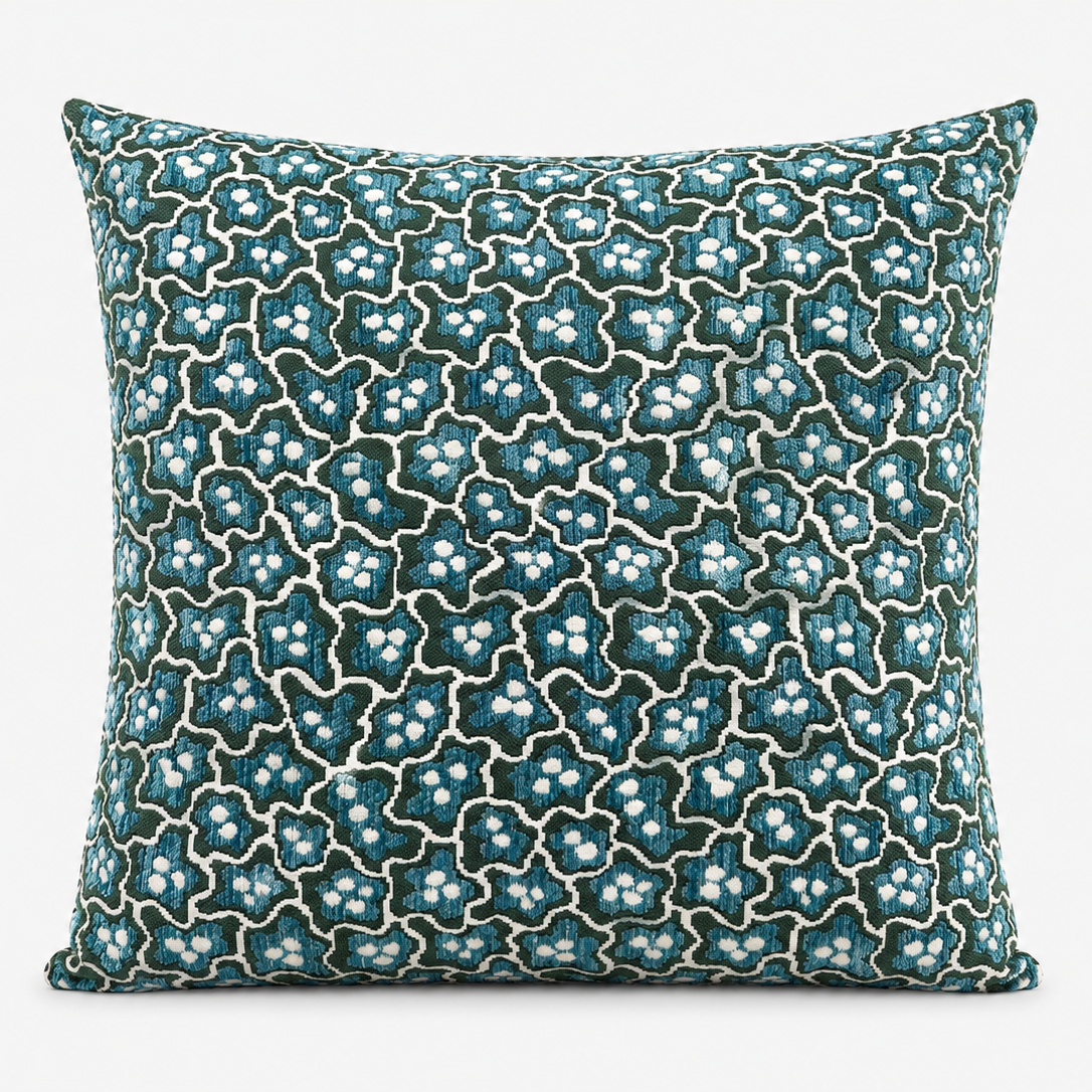 Teal Blossom Pillow