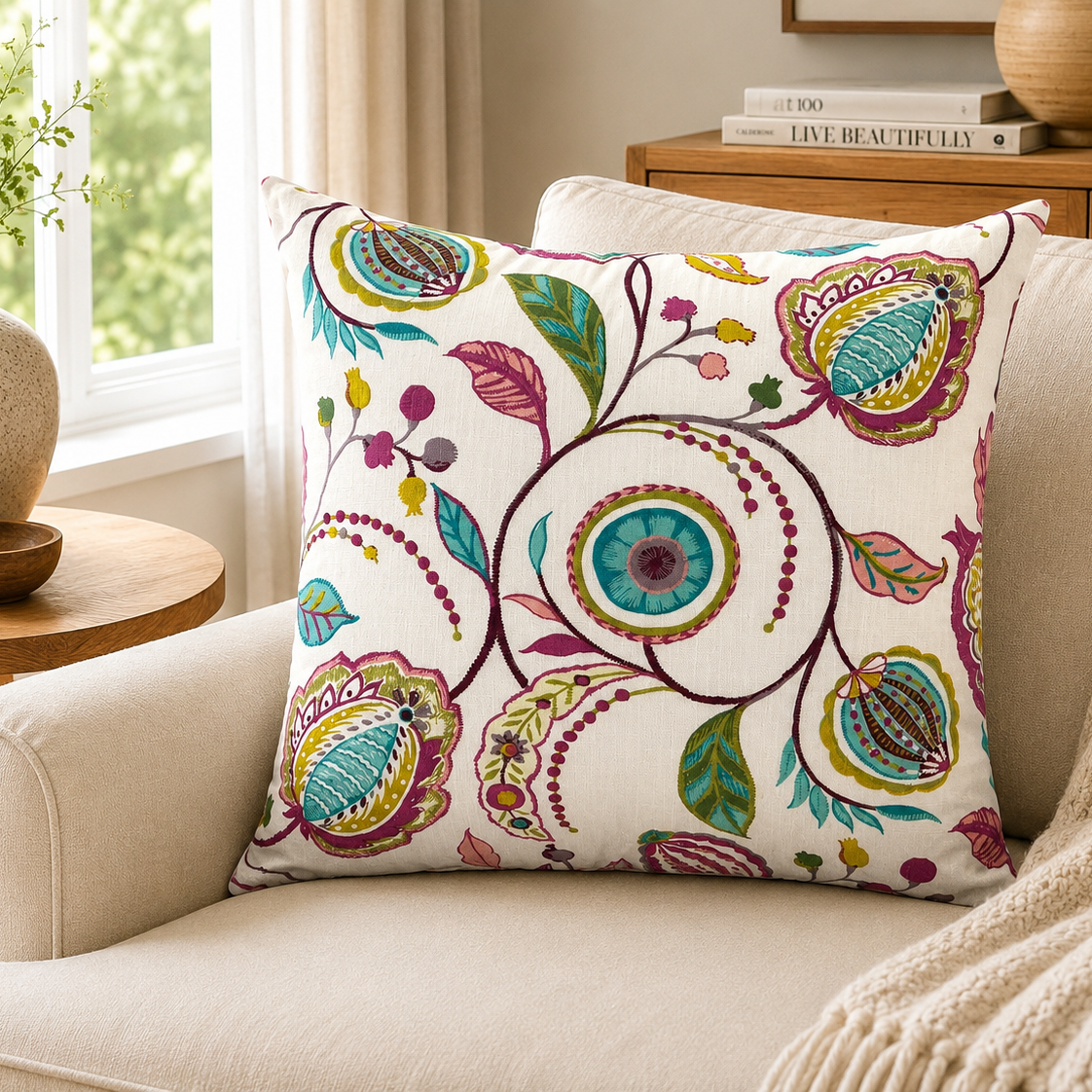 Whimsical Paisley Garden Pillow
