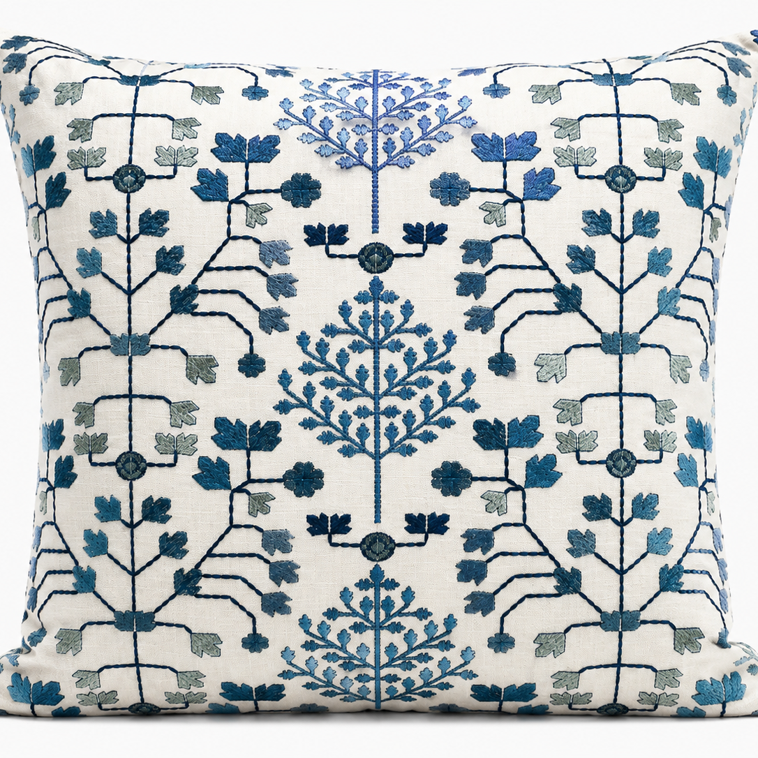 Blue Botanical Garden Pillow