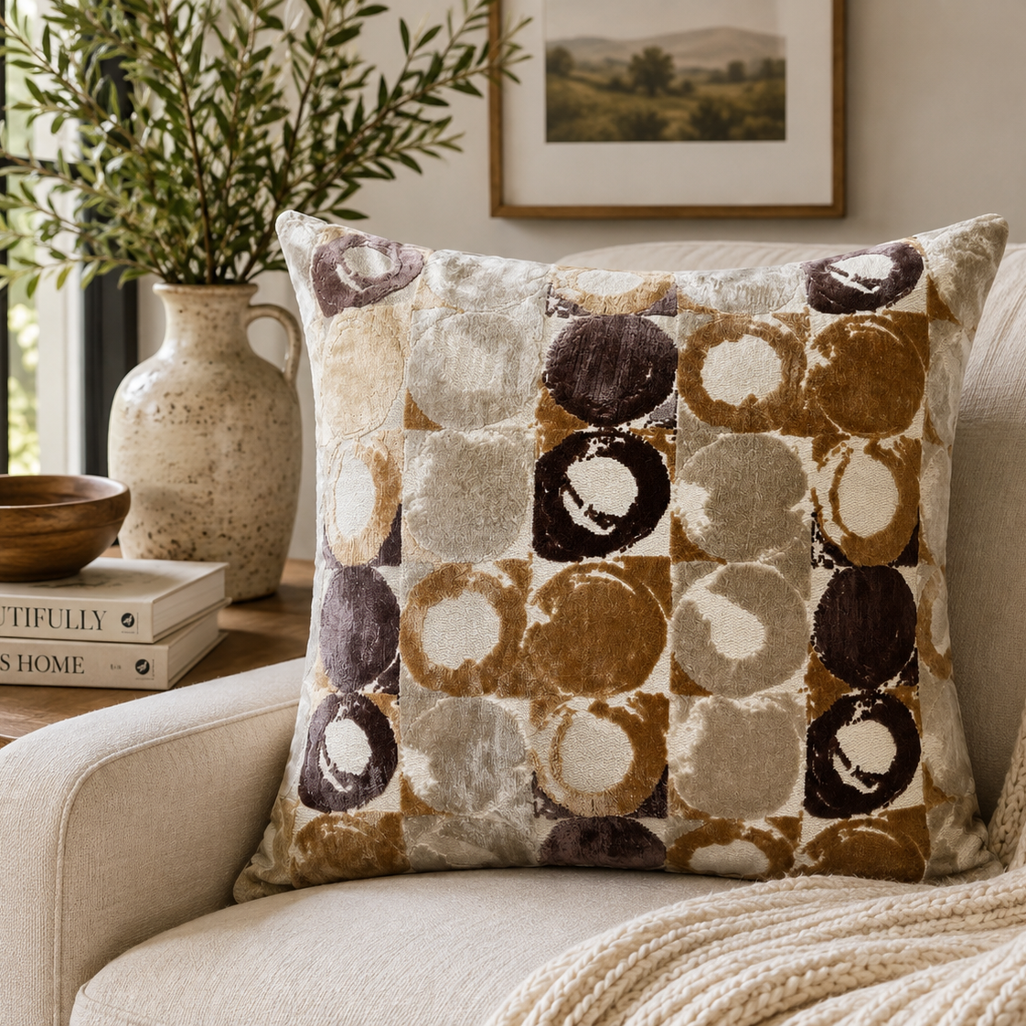 Earth & Ivory Circles Pillow