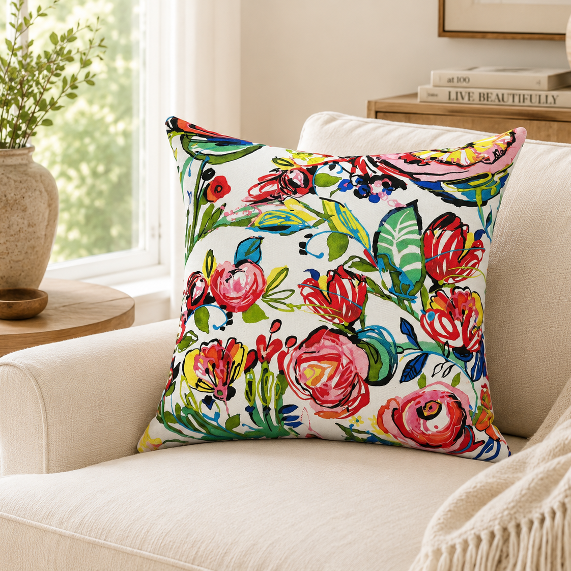 Painterly Garden Bloom Pillow