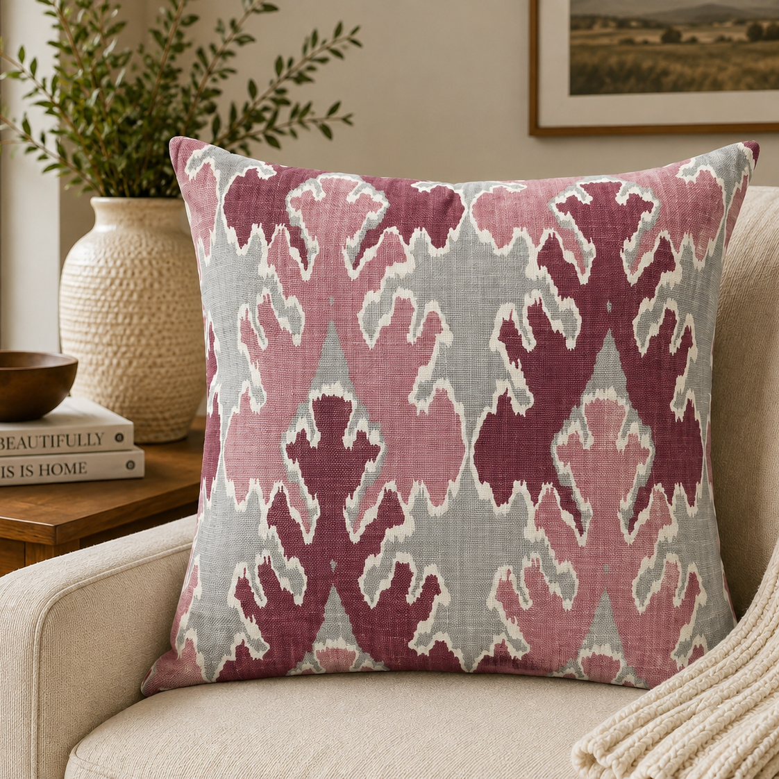 Rosewood Ikat Pillow