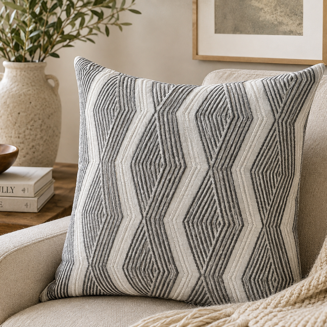 Silver Geometry Pillow