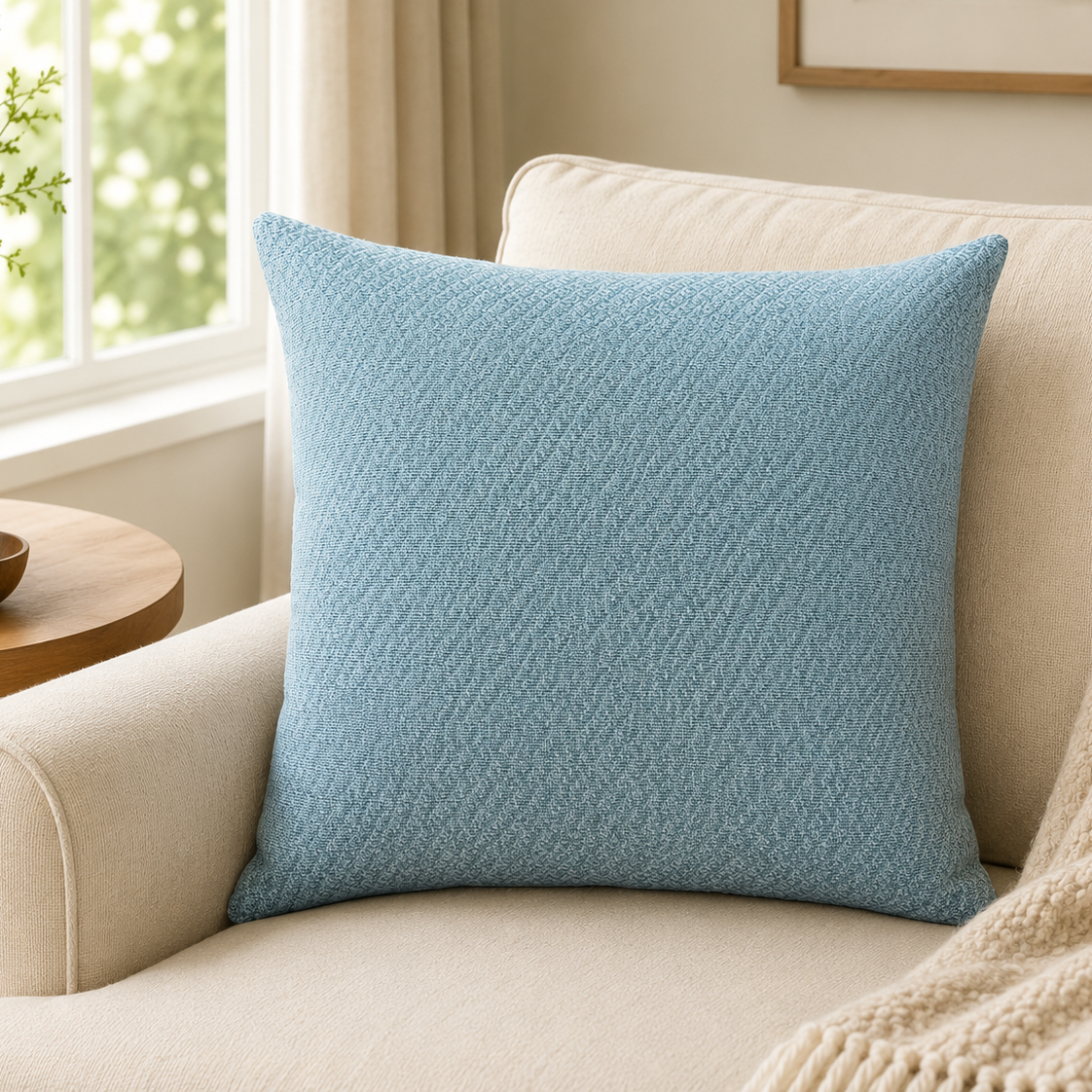 Sky Blue Textured Pillow