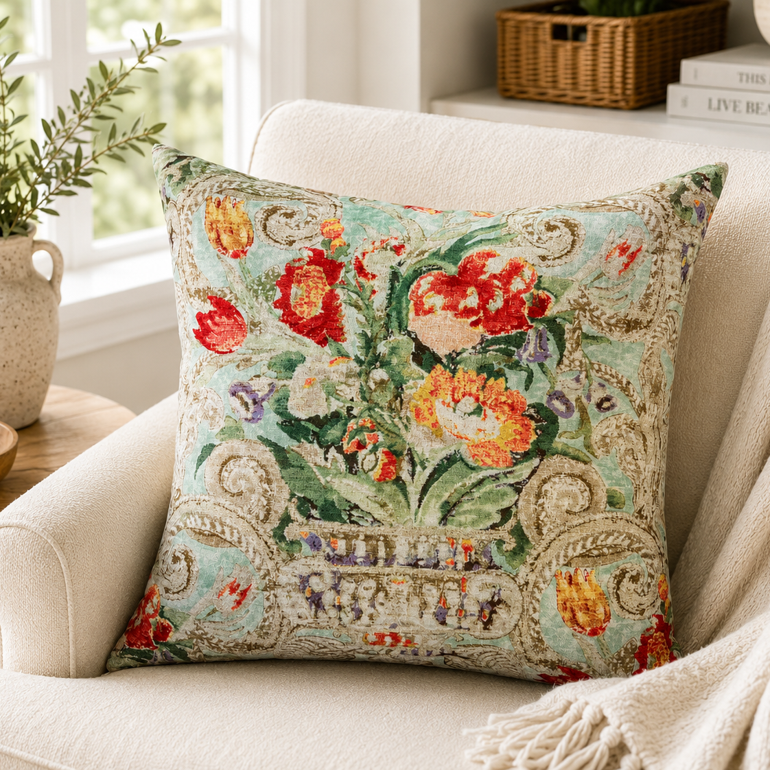 Vintage Garden Bouquet Pillow